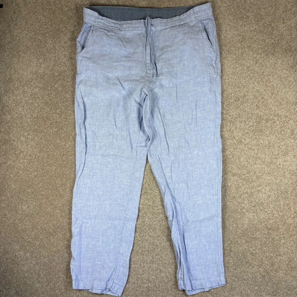 Panama Jack Mens XL Blue 100% Linen Drawstring Elastic Waist Casual Pants XL